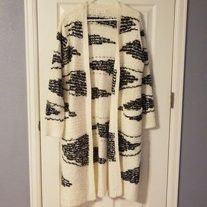 Long Duster Cloud Print Cardigan